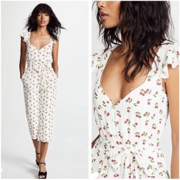 For Love And Lemons Pants - SOLD For Love & Lemons Cherry Print Jumpsuit